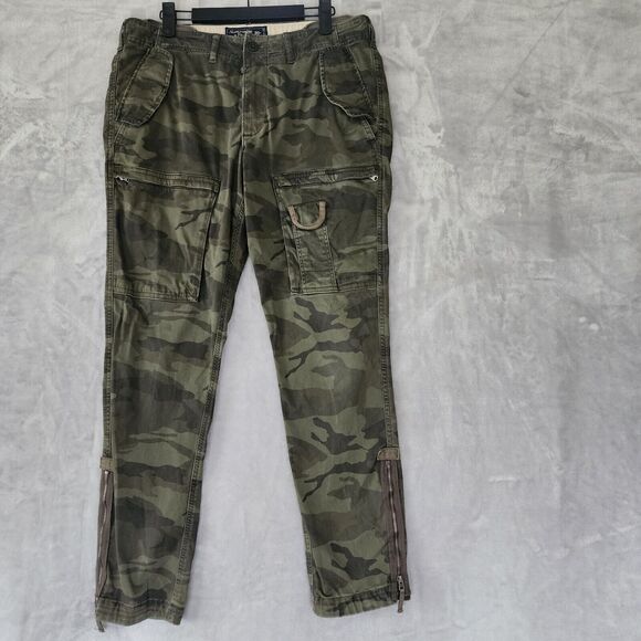 Abercrombie & Fitch Camo Pants Mens 30x30 Rustin Athletic Slim Green Zip Leg - Picture 11 of 12